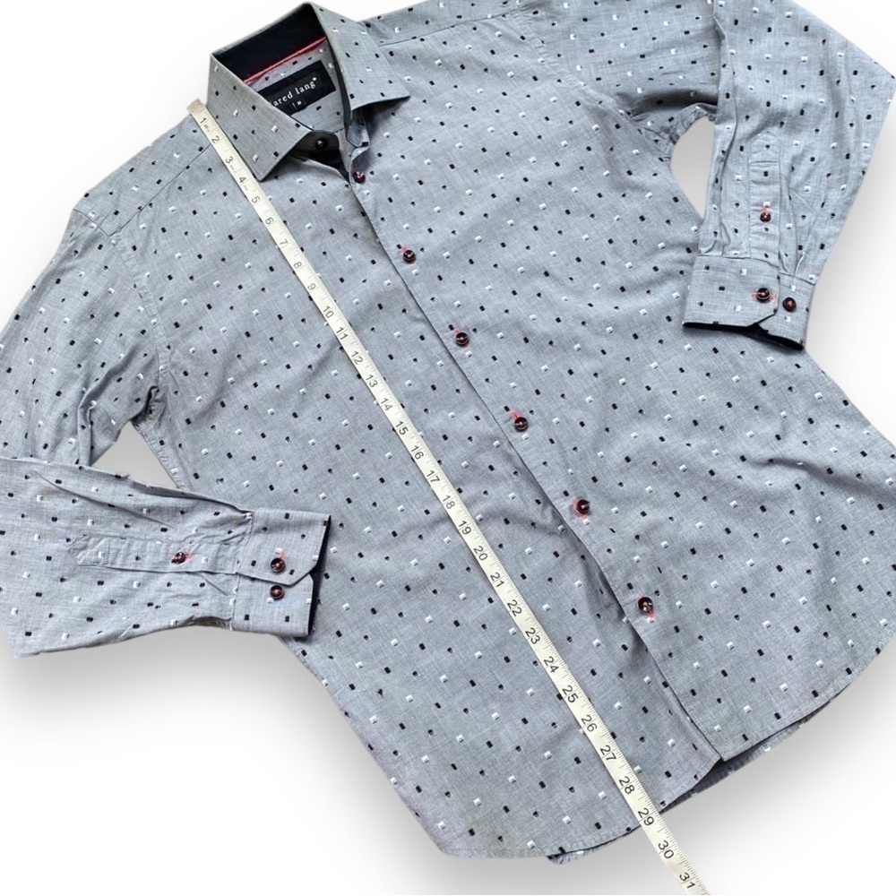 Jared Lang Gray Button Down With Black And White … - image 8